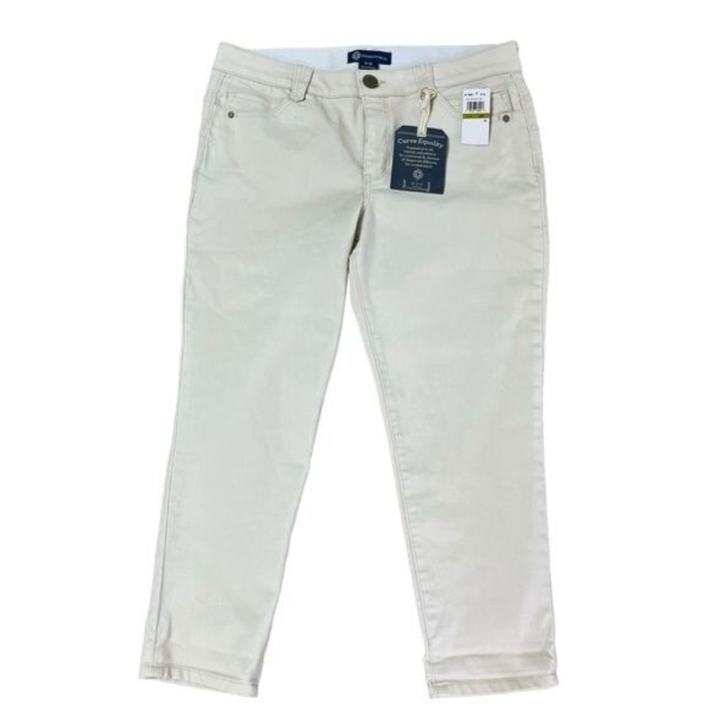 Democracy High Rise Slimming‎ Cream Ankle Skimmer Denim Stretch Jean Size NWT